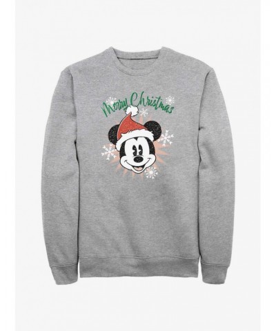 Disney Mickey Mouse Snowflakes Santa Mickey Sweatshirt $12.69 Sweatshirts