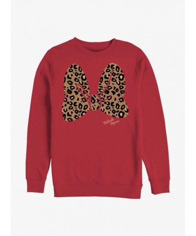 Disney Minnie Mouse Animal Print Bow Crew Sweatshirt $9.45 Sweatshirts