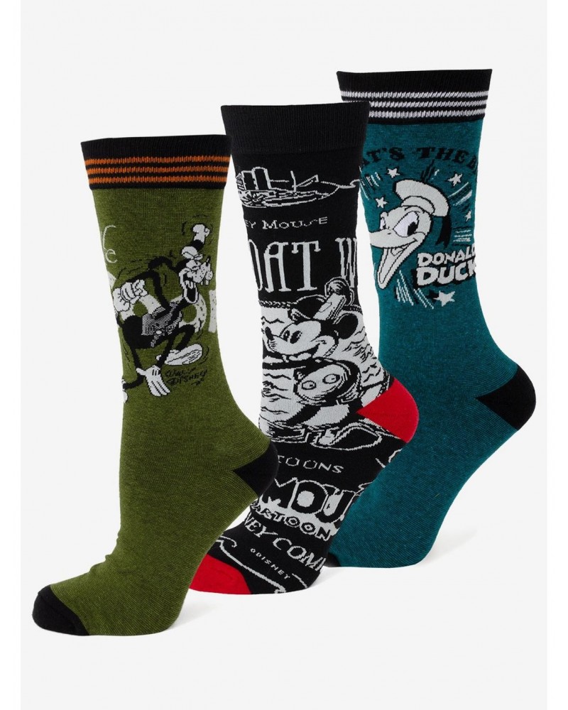 Disney Mickey Mouse Disney 100Th Vintage Mickey And Friends 3 Pair Sock Gift Set $17.02 Gift Set