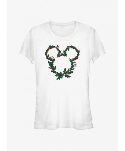 Disney Mickey Mouse Mistletoe Wreath Ears Girls T-Shirt $7.37 T-Shirts