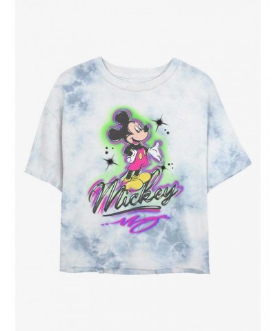 Disney Mickey Mouse Airbrush Mickey Tie-Dye Girls Crop T-Shirt $8.09 T-Shirts