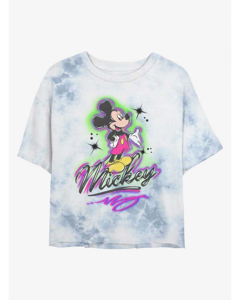 Disney Mickey Mouse Airbrush Mickey Tie-Dye Girls Crop T-Shirt $8.09 T-Shirts