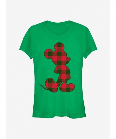 Disney Mickey Mouse Holiday Plaid Outline Classic Girls T-Shirt $8.17 T-Shirts