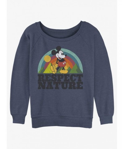 Disney Mickey Mouse Respect Nature Girls Slouchy Sweatshirt $10.63 Sweatshirts