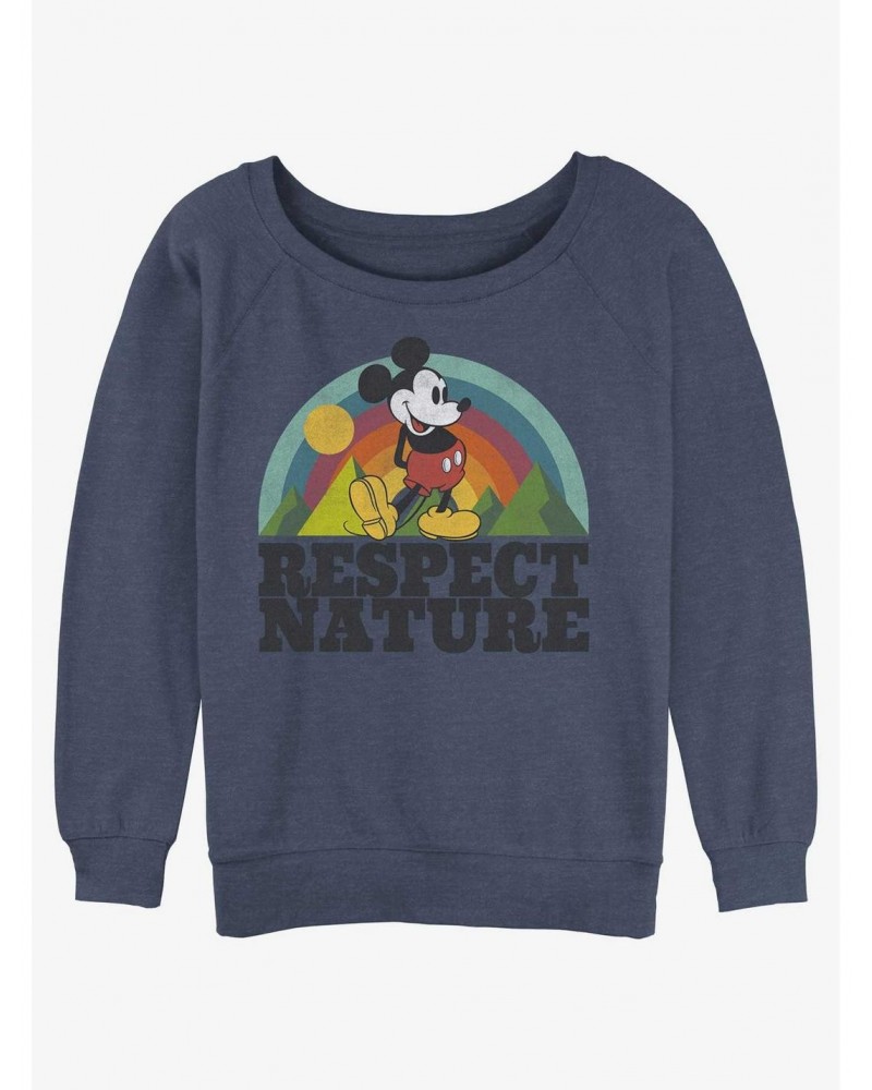 Disney Mickey Mouse Respect Nature Girls Slouchy Sweatshirt $10.63 Sweatshirts