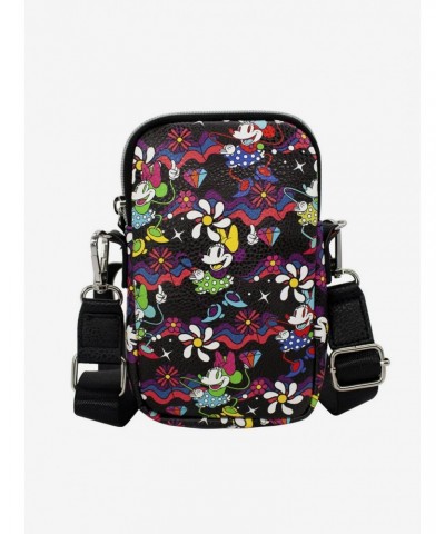 Disney Minnie Mouse Style Dancing Pose Floral Collage Phone Bag Holder Wallet $12.78 Wallets