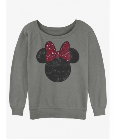 Disney Minnie Mouse Red Leopard Bow Girls Slouchy Sweatshirt $12.40 Sweatshirts