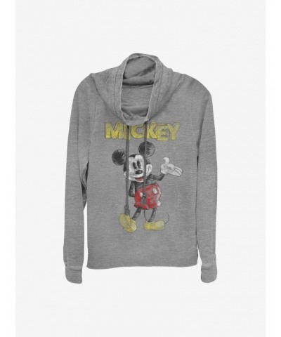 Disney Mickey Mouse Sketch Mickey Cowlneck Long-Sleeve Girls Top $15.45 Tops