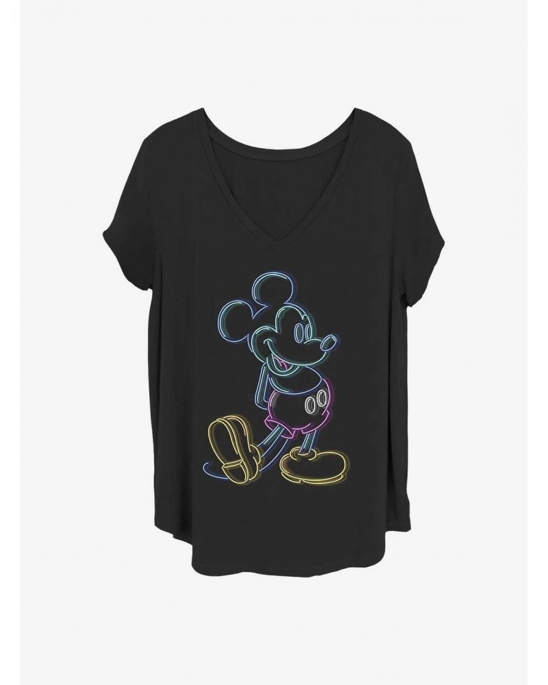 Disney Mickey Mouse Neon Mickey Girls T-Shirt Plus Size $8.79 T-Shirts