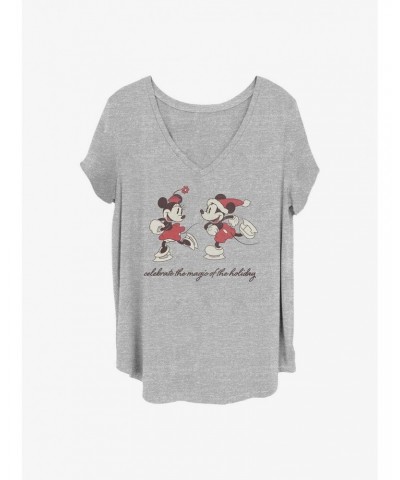 Disney Mickey Mouse Vintage Holiday Skaters Girls T-Shirt Plus Size $10.17 T-Shirts