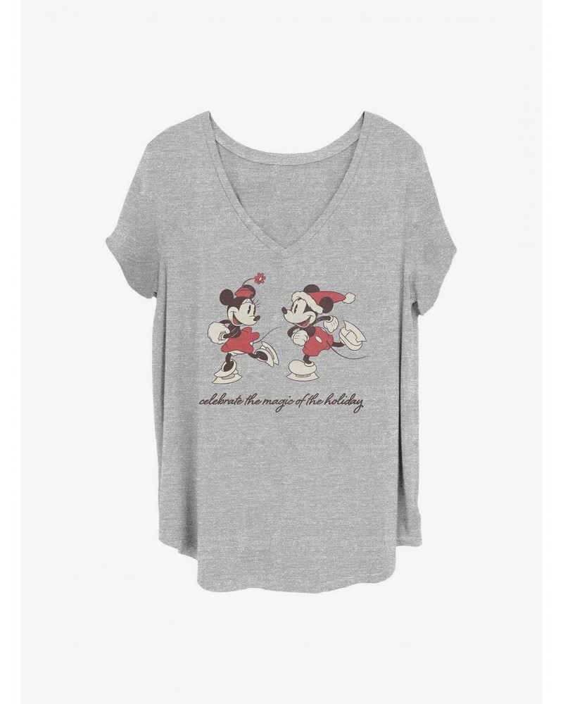 Disney Mickey Mouse Vintage Holiday Skaters Girls T-Shirt Plus Size $10.17 T-Shirts