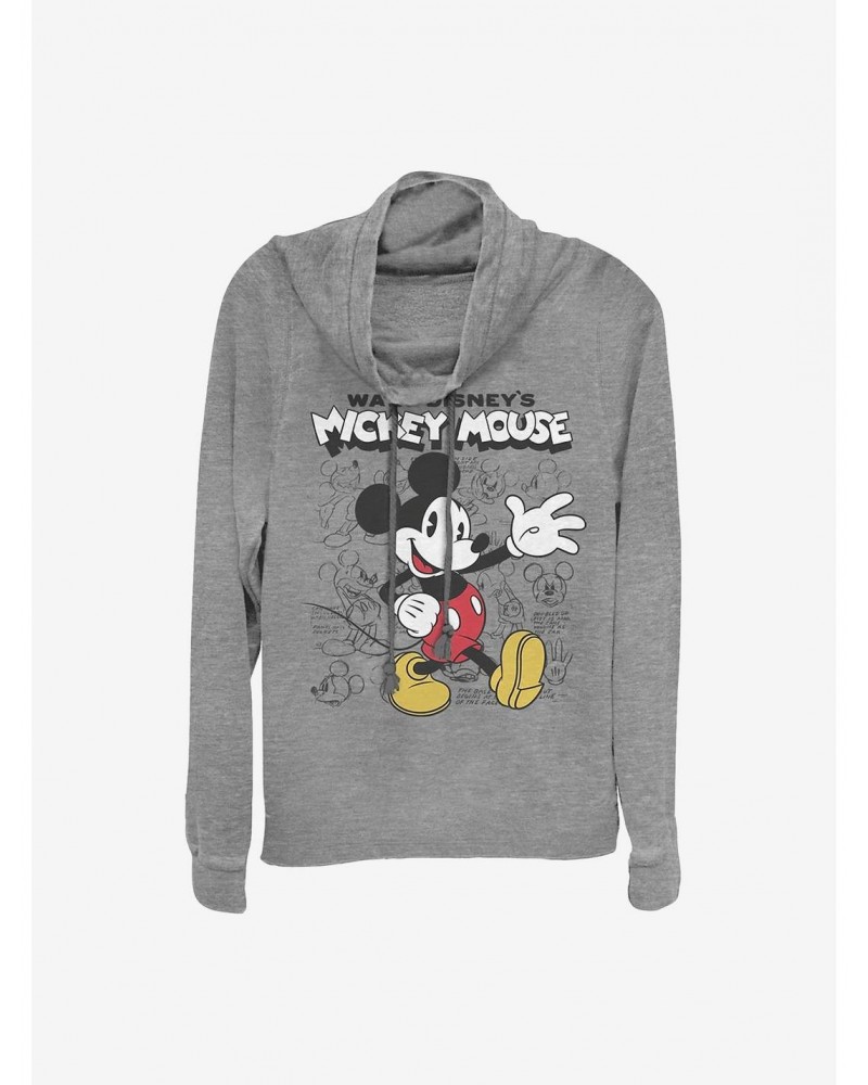 Disney Mickey Mouse Sketchbook Cowlneck Long-Sleeve Girls Top $12.21 Tops