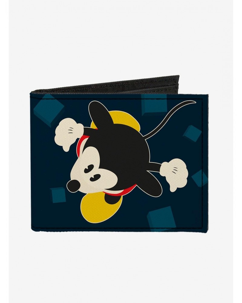 Disney Mickey Mouse Pose Alternate Views Head Feet Blocks Bifold Canvas Wallet $8.36 Wallets