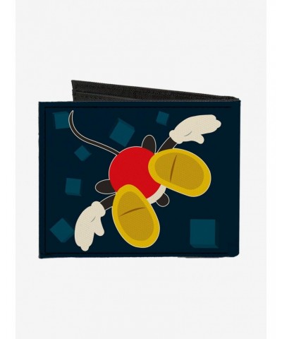 Disney Mickey Mouse Pose Alternate Views Head Feet Blocks Bifold Canvas Wallet $8.36 Wallets