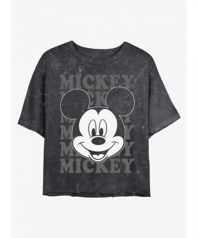 Disney Mickey Mouse Big Face Mineral Wash Crop Girls T-Shirt $7.40 T-Shirts