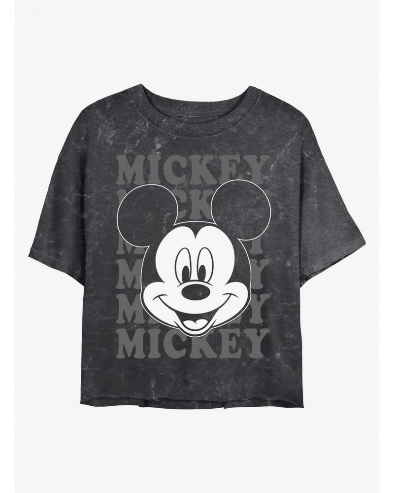 Disney Mickey Mouse Big Face Mineral Wash Crop Girls T-Shirt $7.40 T-Shirts