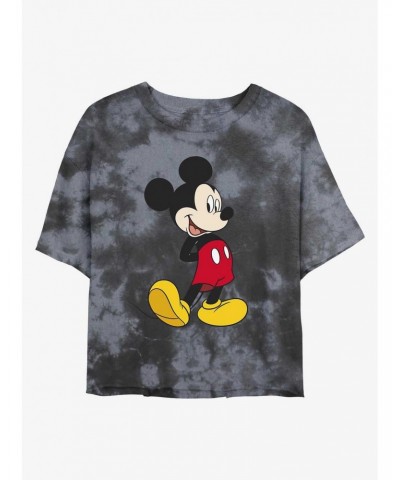 Disney Mickey Mouse Traditional Mickey Tie-Dye Girls Crop T-Shirt $10.17 T-Shirts