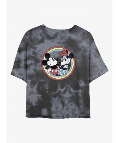 Disney Mickey Mouse Best Duo Badge Tie-Dye Girls Crop T-Shirt $6.94 T-Shirts