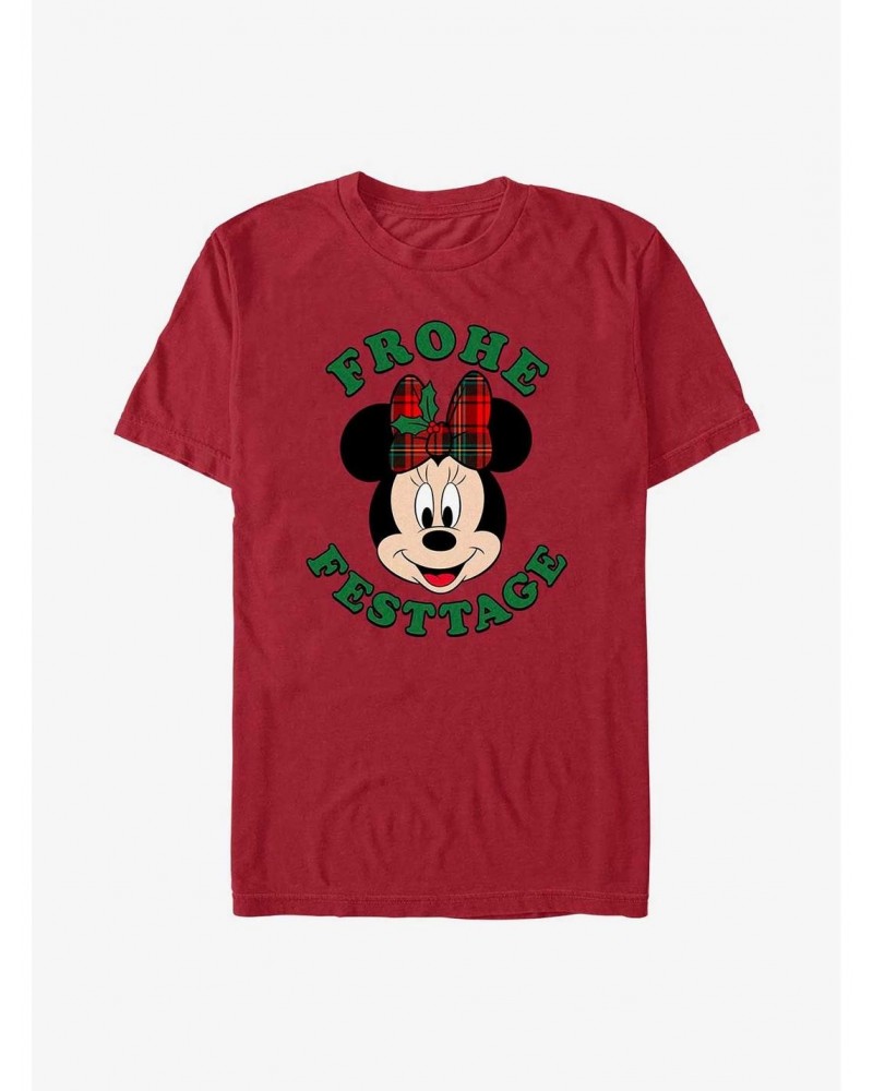 Disney Minnie Mouse Frohe Festtage Happy Holidays in German T-Shirt $7.07 T-Shirts