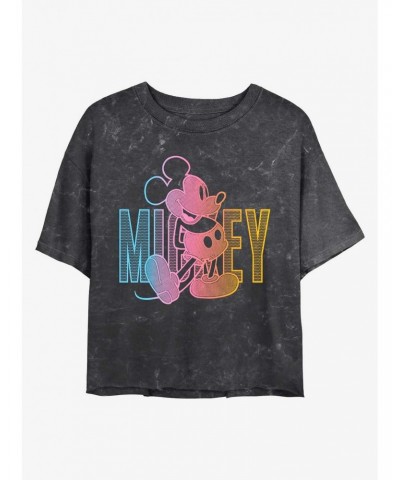 Disney Mickey Mouse Mickey Pose Mineral Wash Crop Girls T-Shirt $7.63 T-Shirts