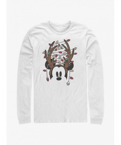 Disney Mickey Mouse Christmas Light Antlers Long-Sleeve T-Shirt $12.37 T-Shirts