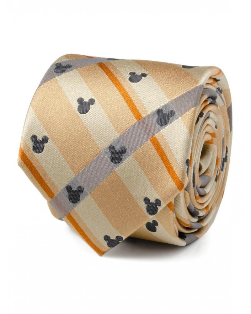 Disney Mickey Mouse Silhouette Tan Plaid Tie $19.17 Ties