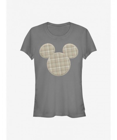 Disney Mickey Mouse Plaid Patch Mickey Girls T-Shirt $6.57 T-Shirts