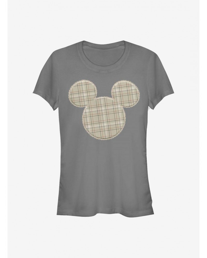 Disney Mickey Mouse Plaid Patch Mickey Girls T-Shirt $6.57 T-Shirts