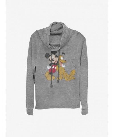 Disney Mickey Mouse Mickey And Pluto Cowlneck Long-Sleeve Girls Top $17.60 Tops