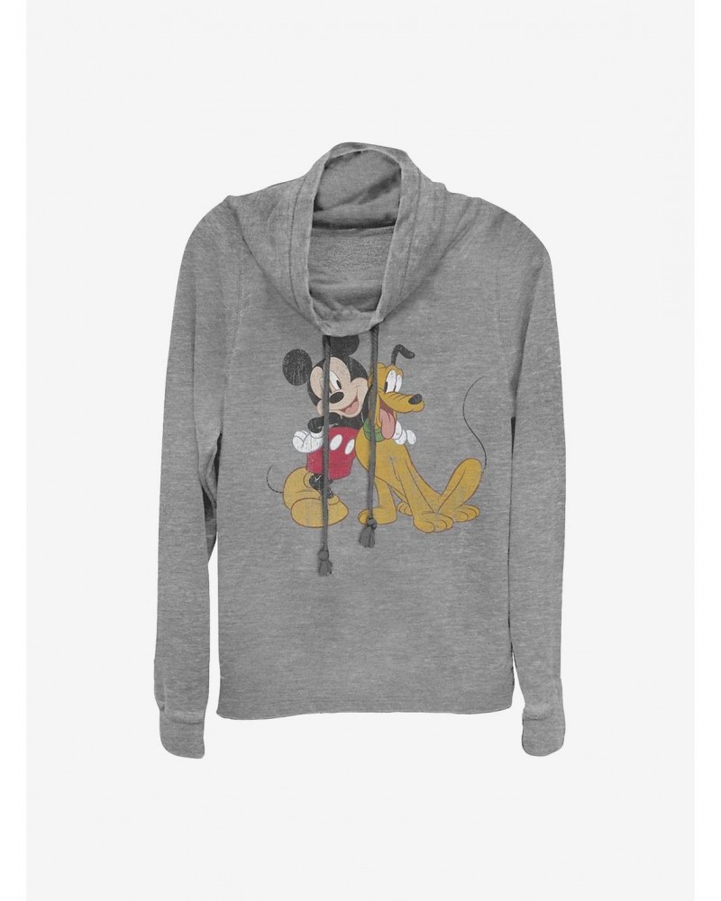 Disney Mickey Mouse Mickey And Pluto Cowlneck Long-Sleeve Girls Top $17.60 Tops