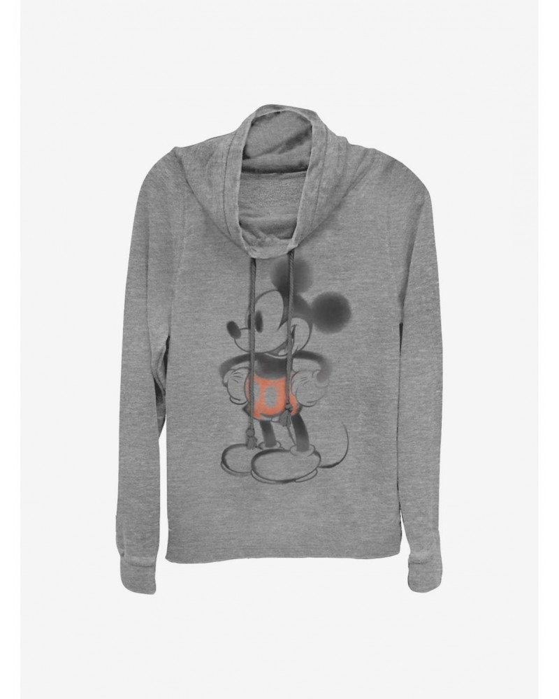 Disney Mickey Mouse Mickey Watery Cowlneck Long-Sleeve Girls Top $15.09 Tops