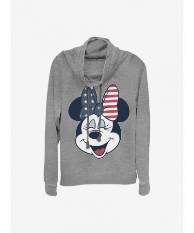 Disney Minnie Mouse America Bow Cowlneck Long-Sleeve Girls Top $10.78 Tops