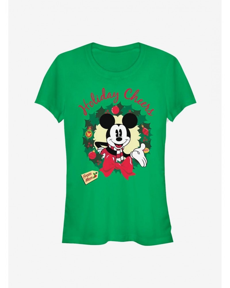 Disney Mickey Mouse Holiday Cheers Wreath Classic Girls T-Shirt $9.56 T-Shirts