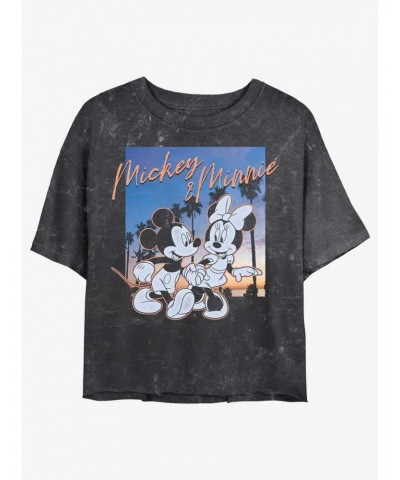 Disney Mickey Mouse California Sunset Mineral Wash Girls Crop T-Shirt $8.32 T-Shirts