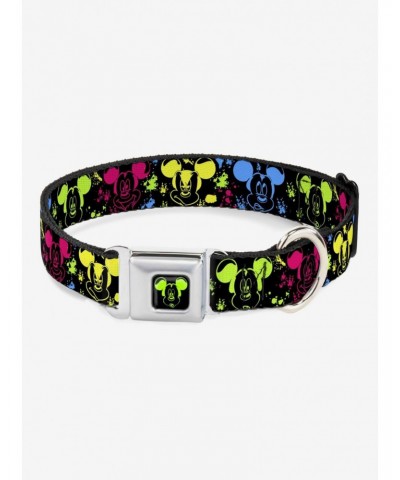 Disney Mickey Mouse Expressions Paint Splatter Seatbelt Buckle Dog Collar $11.95 Pet Collars