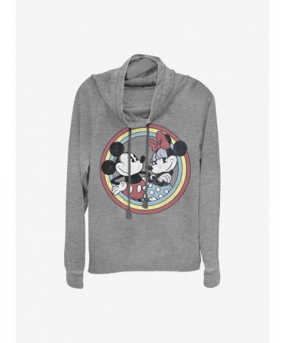 Disney Mickey Mouse Mickey Minnie Circle Cowlneck Long-Sleeve Girls Top $13.29 Tops