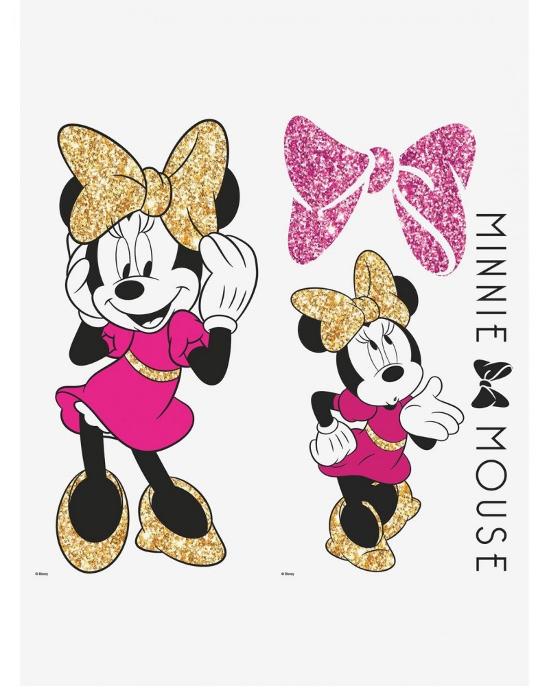 Disney Minnie Mouse Peel And Stick Wall Decals With Glitter $9.45 Wall Decals