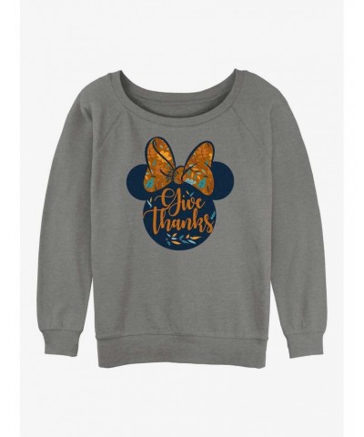 Disney Minnie Mouse Give Thanks Girls Slouchy Sweatshirt $12.10 Sweatshirts